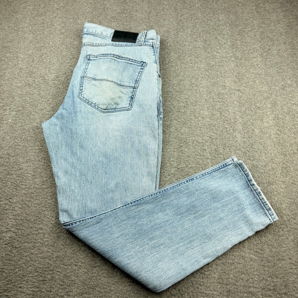 INC‎ Tapered Fit Jeans Women's 36W 32L Light Wash Distressed Cotton Denim